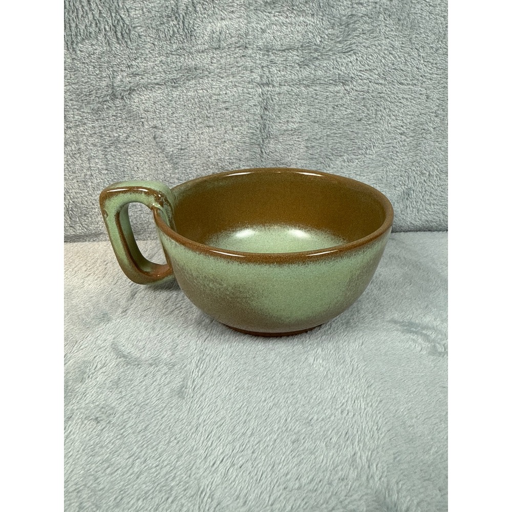 Frankoma Pottery 4SC Prairie Green Soup Cereal Bowl Mug with Handle Vintage MCM
